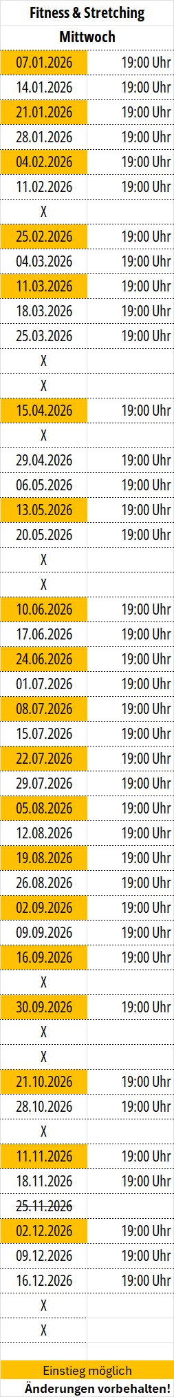 Fitness - Stand 31.08.2026